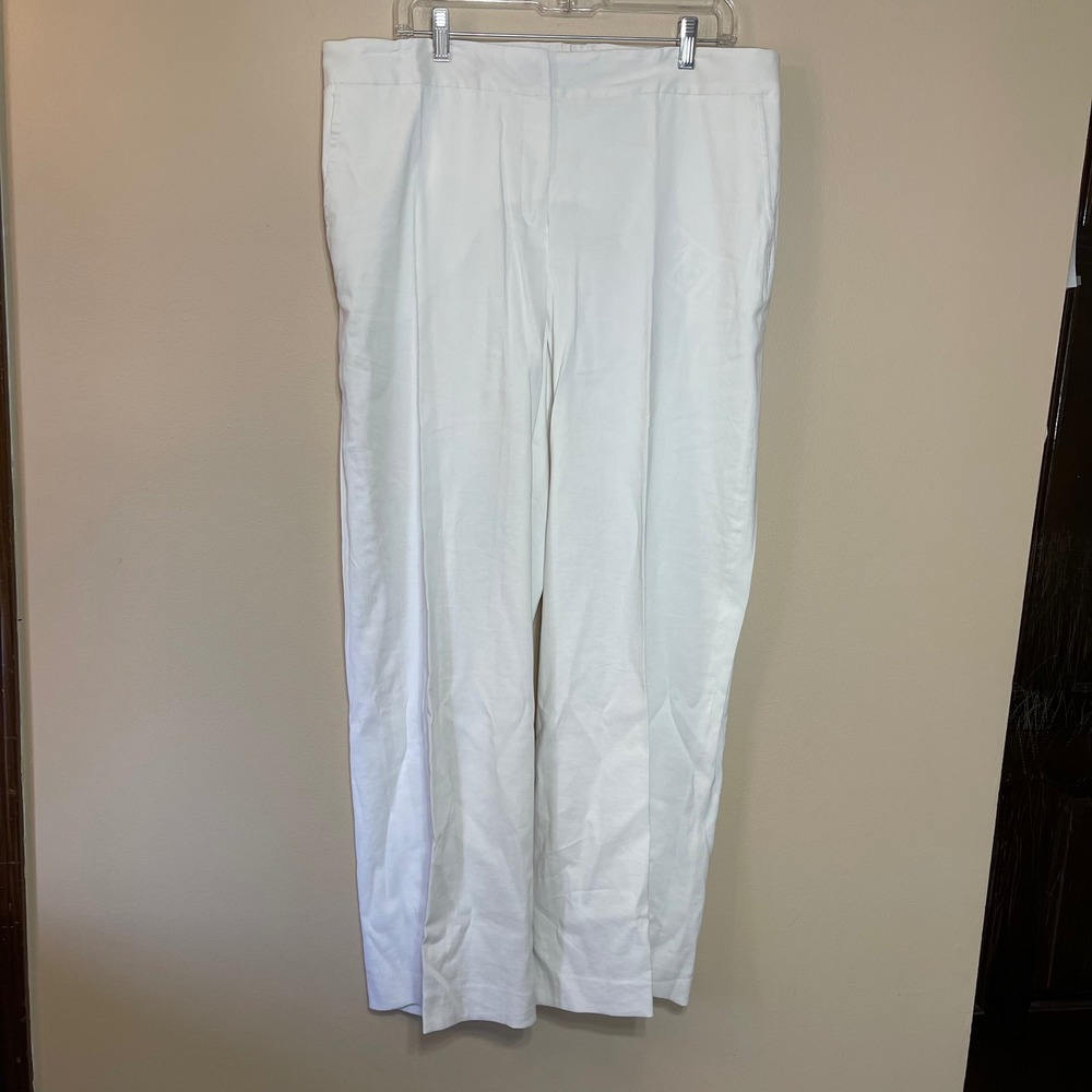 NEW Sutton Studio Womens White Linen Blend 2 Pc Pant Suit Blazer & Trousers 14 - Picture 14 of 16